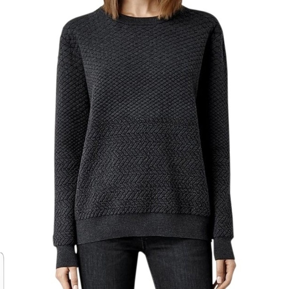 All Saints Sweaters - Allsaints Dark Gray Relief Jumper Sweater Size M